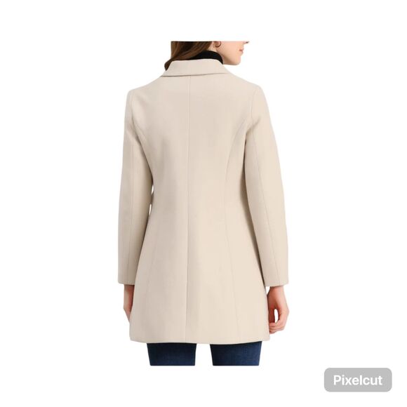 Allegra K Size Small Winter Overcoat with PeterPan Collar, single breasted  coat - Picture 3 of 11